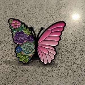 Pink and Purple Butterfly Brooch
